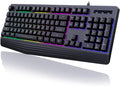 Gaming Keyboard 7-Color Rainbow LED Backlit - Quiet Wired Keyboard
