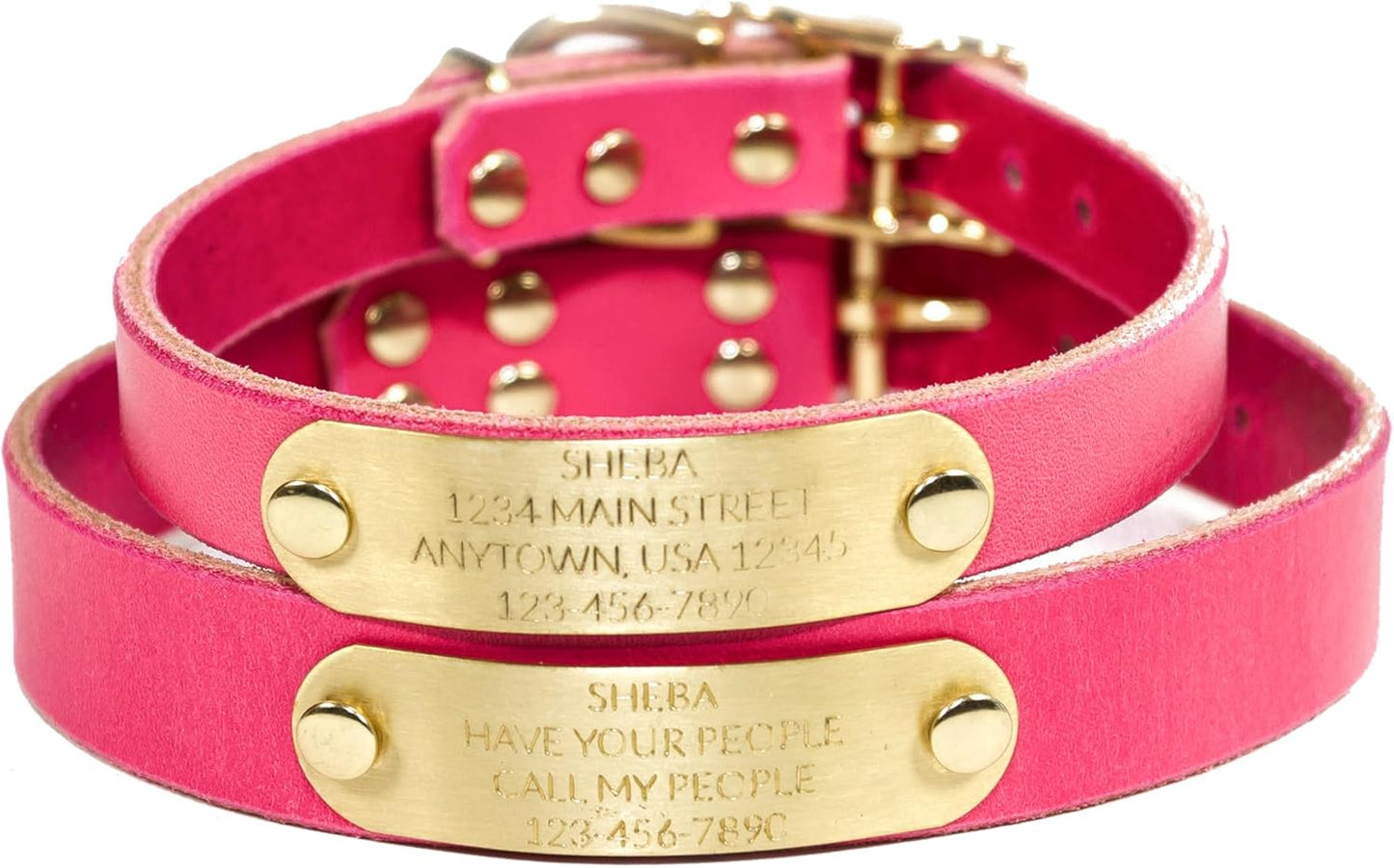 Handmade Personalized Bridle Leather Dog Collar with Nameplate
