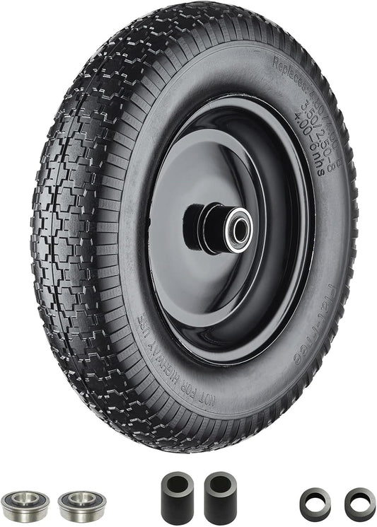 Wheelbarrow Tires 4.80/4.00-8 Flat Free Solid Tire and Wheel