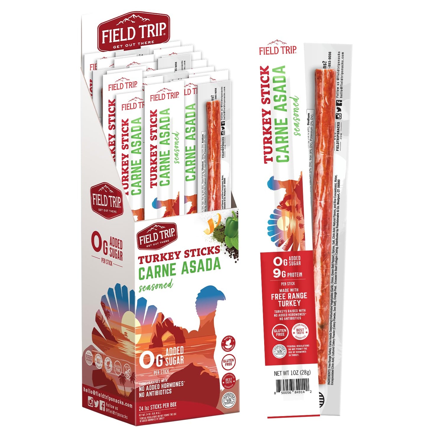 Field Trip Free Range Carne Asada Turkey Jerky Snack Sticks