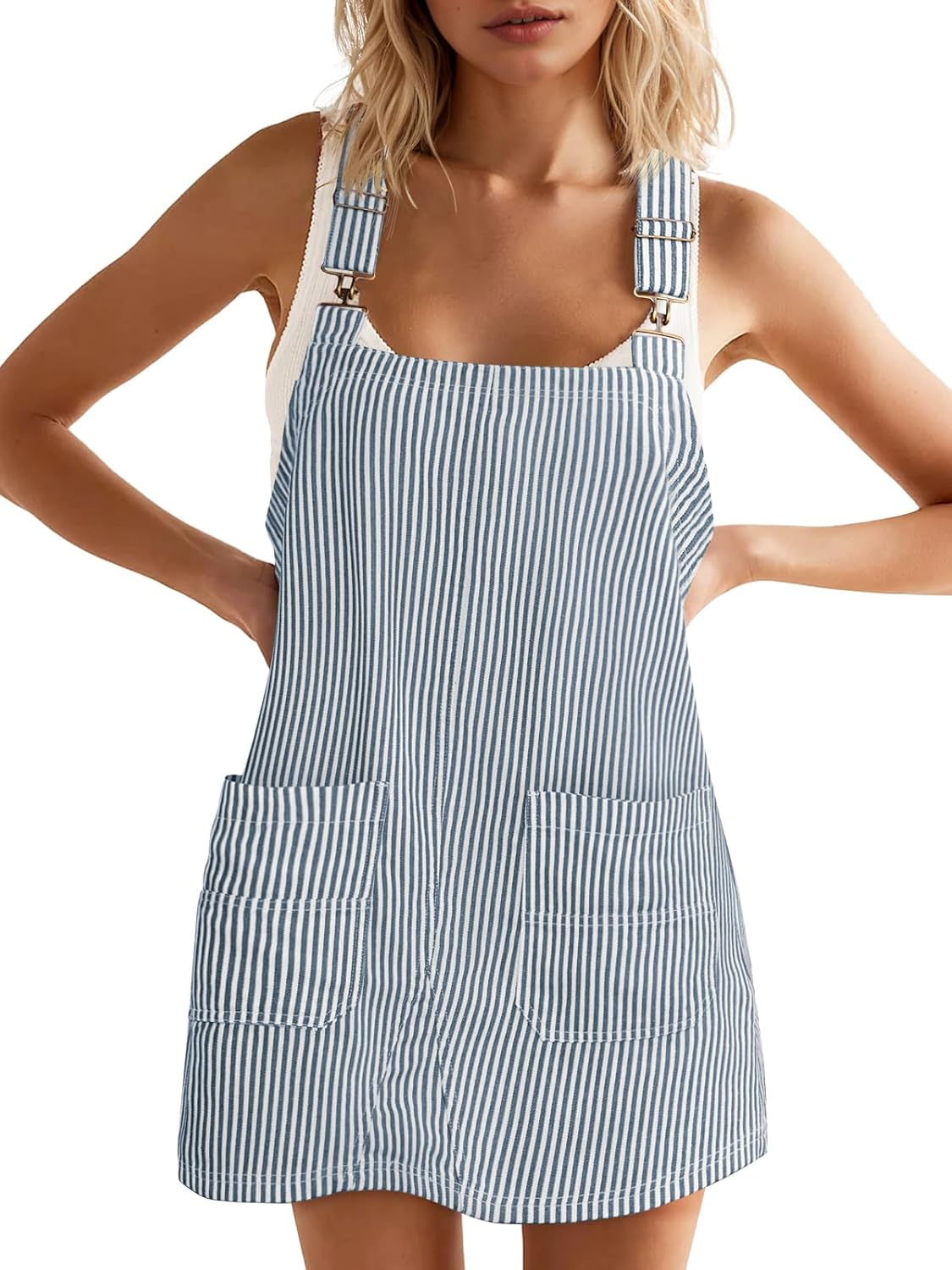 Yousify Womens Casual Denim Dress with Adjustable Straps