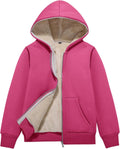 Flygo Unisex Kids Sherpa Fleece Hoodie Jacket - Warm, Cozy Layer