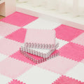 Plush Foam Floor Mat 36 Pcs Interlocking Tiles - White Pink Rose Red