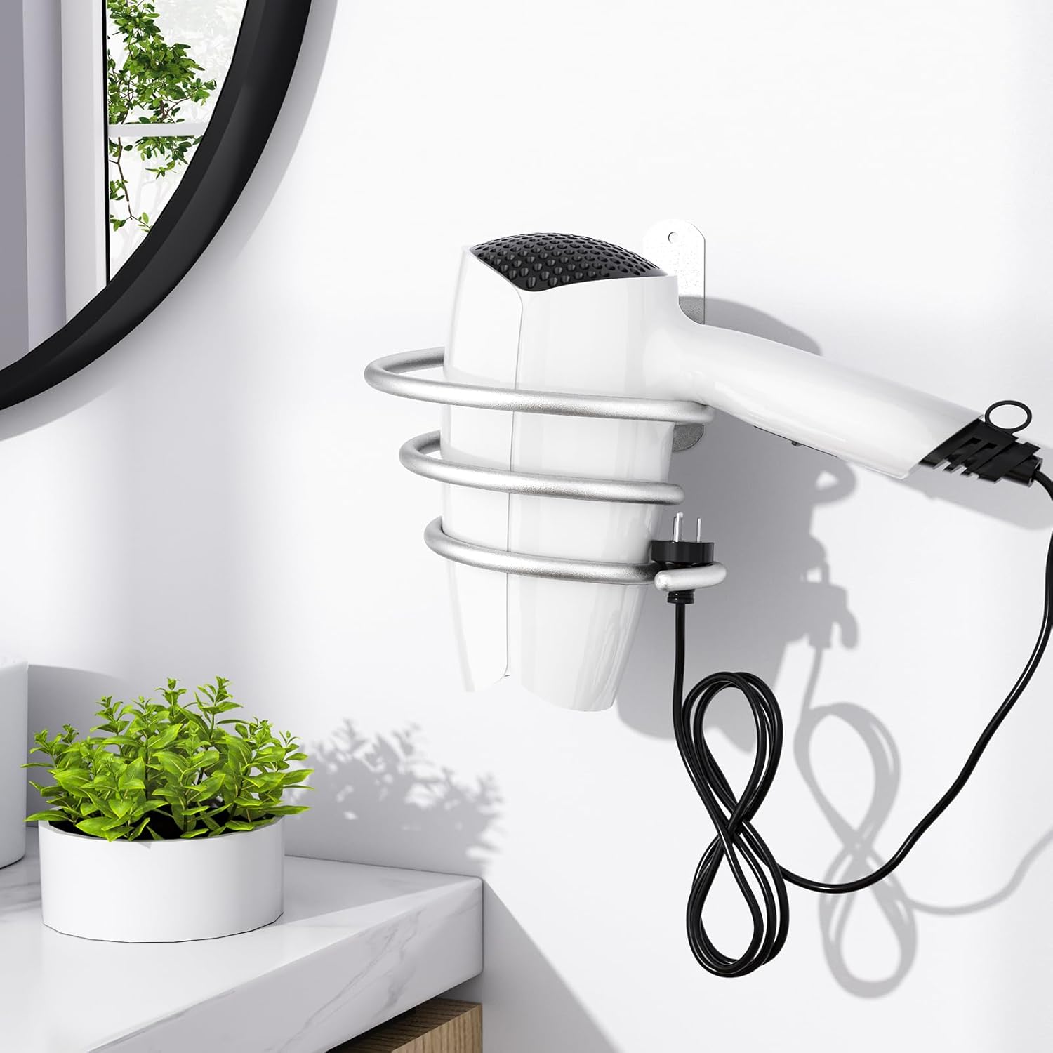 Wall Mount Hair Tool Organizer: Tindbea Brushed Nickel