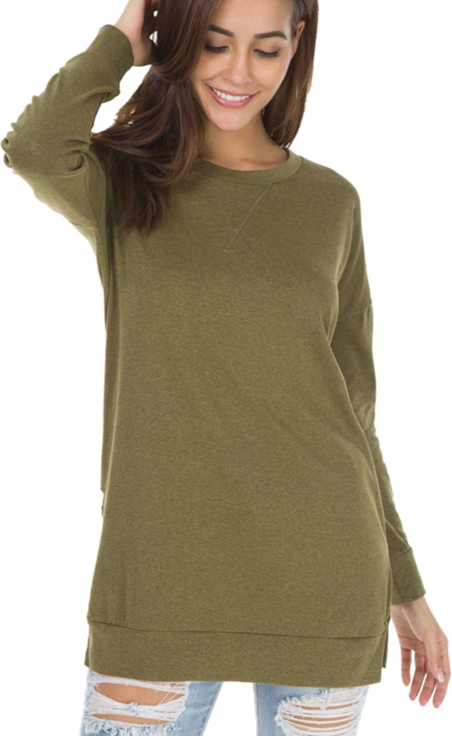 levaca Womens Fall Long Sleeve Pullover Casual Tunic Tops