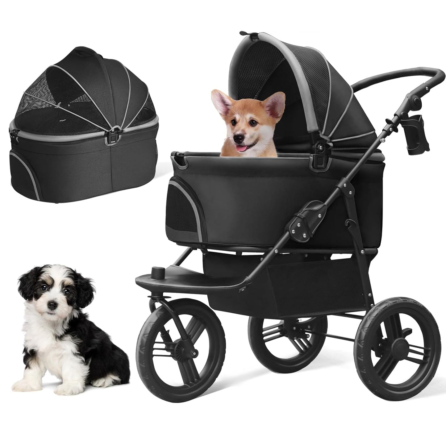 Dog Stroller for Small Medium Dogs, 3 in 1 Pet Stroller