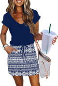 Womens Summer Dress Lantern Sleeve Square Neck Tie Front (Style TQ8D)
