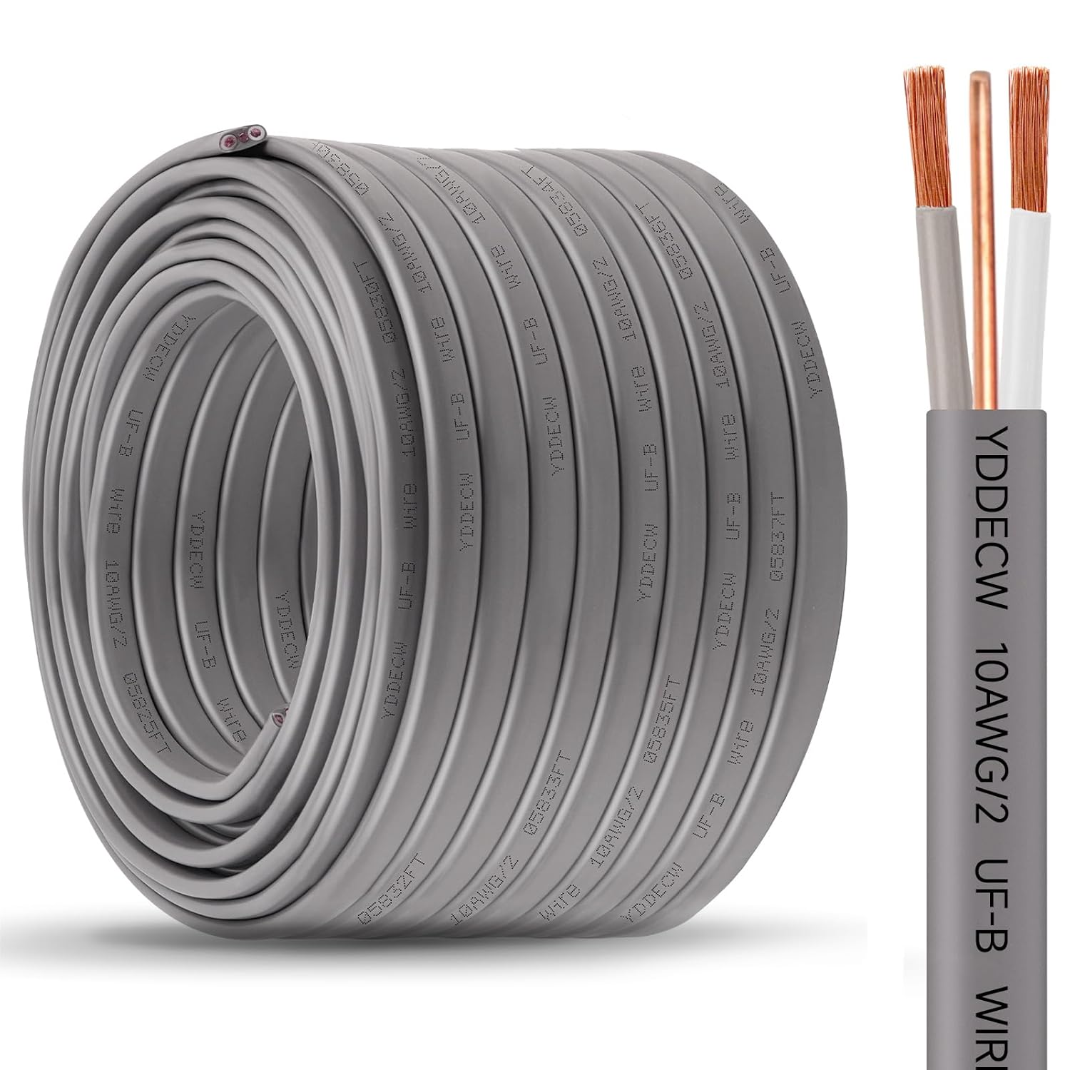 10/2 UF-B Wire - 100FT Copper Direct Burial Electrical Cable
