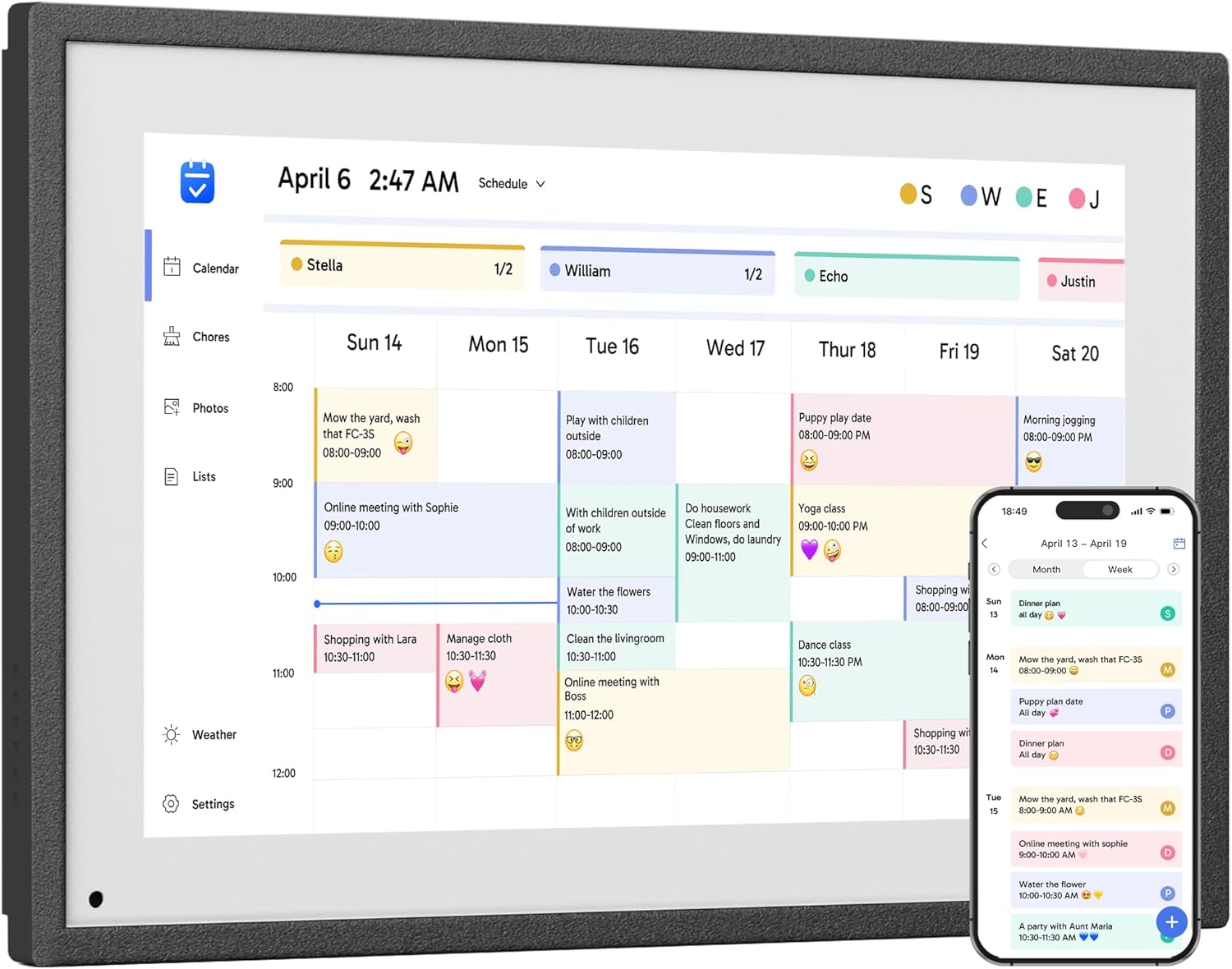 Dragon Touch 10.1 inch Digital Calendar for Family Scheduling