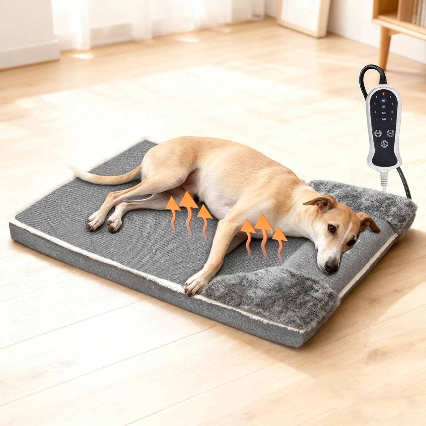 Heated Dog Bed for Large Dogs with Adjustable Warmer Features