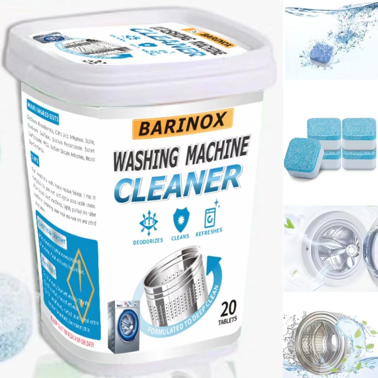 BARINOX Washer Cleaner Tabs | Deep Clean & Deodorize | Eco-Friendly Enzyme Formula