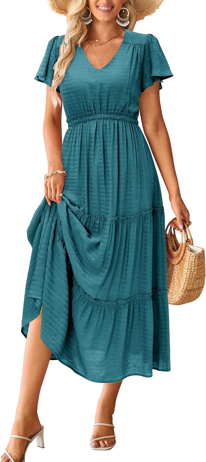 VOTEPRETTY Women's Summer Boho Maxi Dress for Beach Weddings