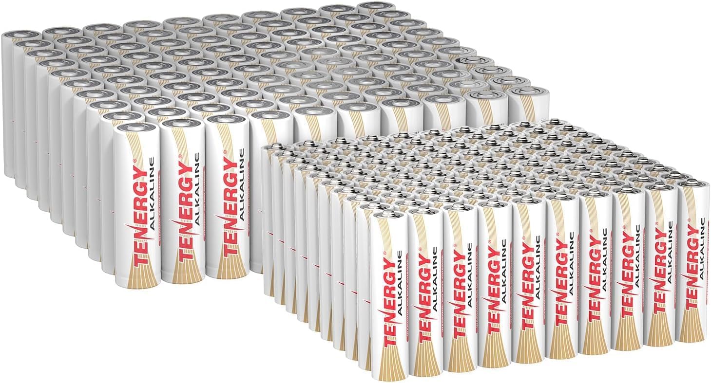 Tenergy 100 Pack Alkaline AA and AAA Batteries for Electronics