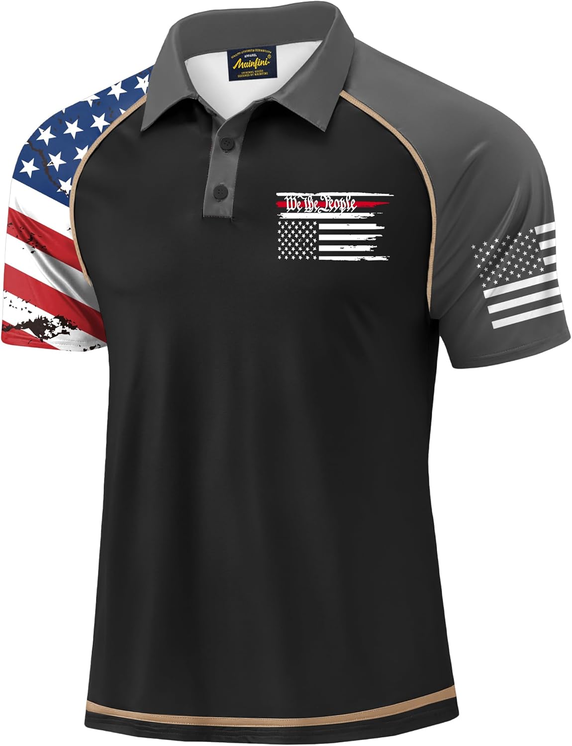 Mainfini Men's Short Sleeve Golf Shirt with USA Flag Design