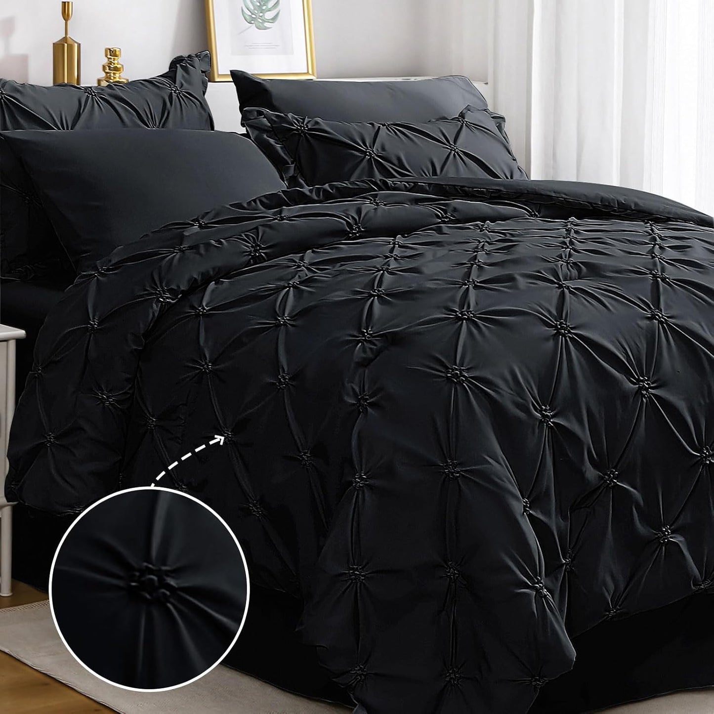 JOLLYVOGUE Black Cal King Size Comforter Set for Elegant Bedrooms