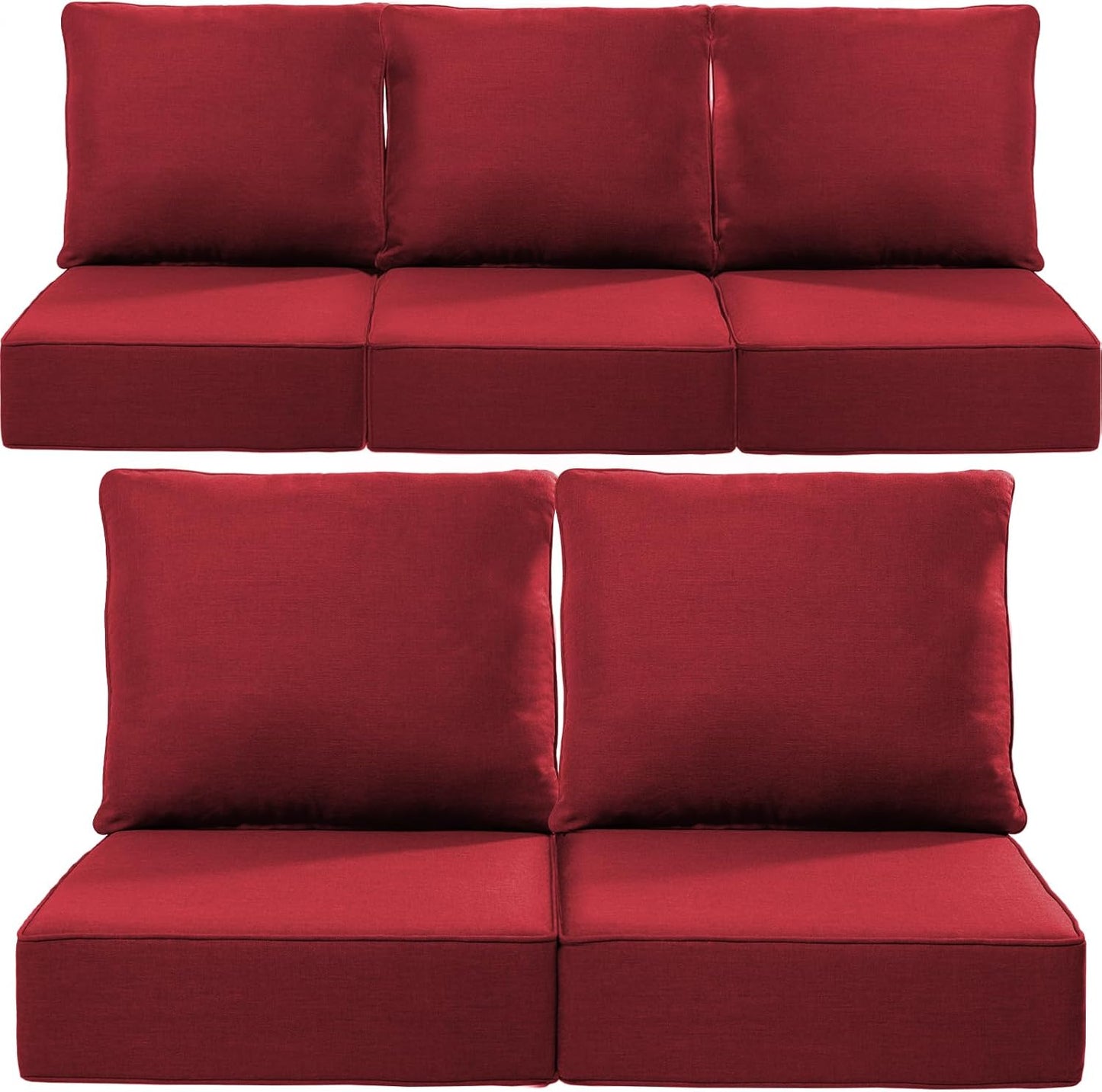 Luxury 6-Inch Outdoor Cushions for Patio Furniture Set - Red