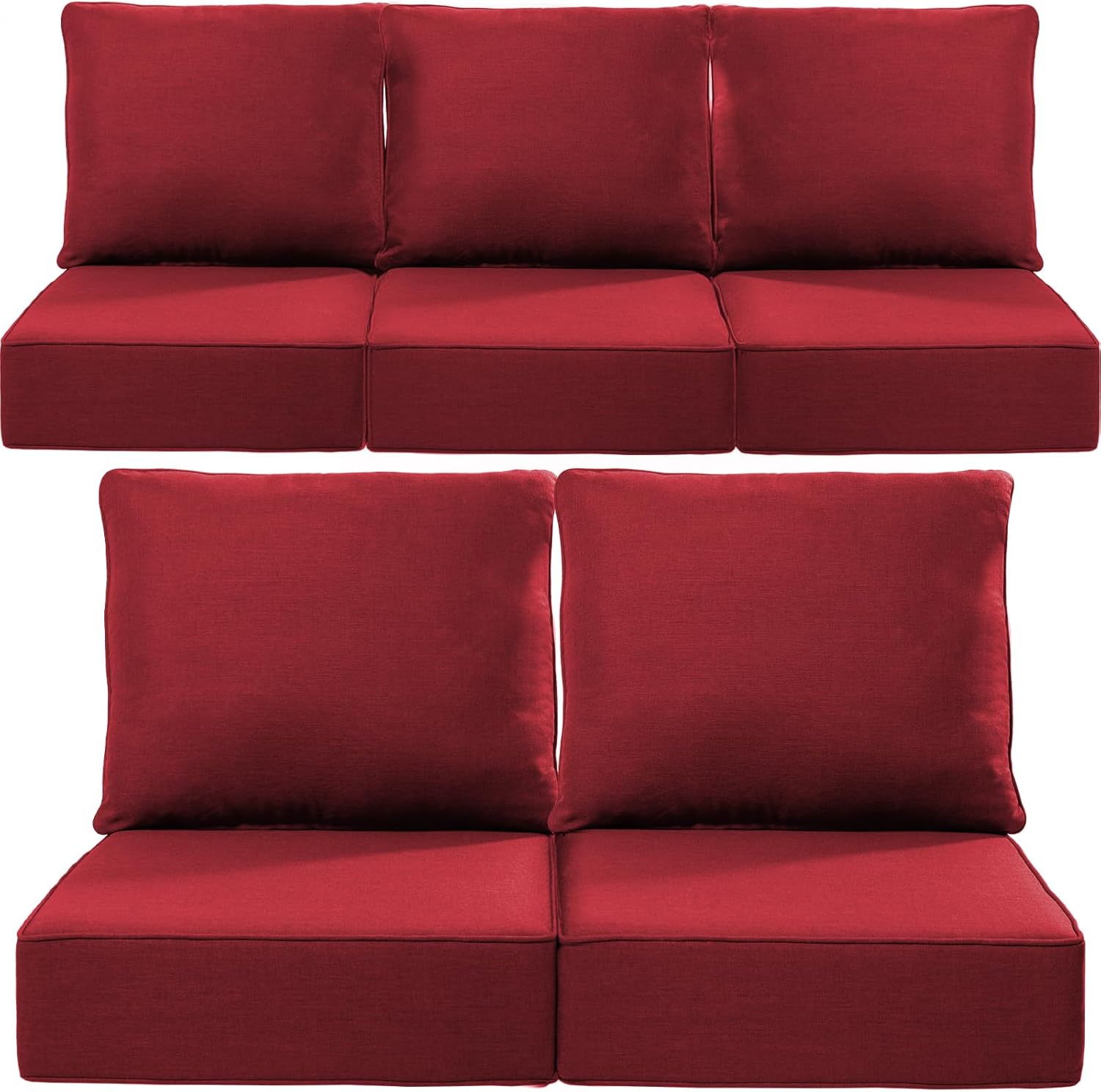 Luxury 6-Inch Outdoor Cushions for Patio Furniture Set - Red