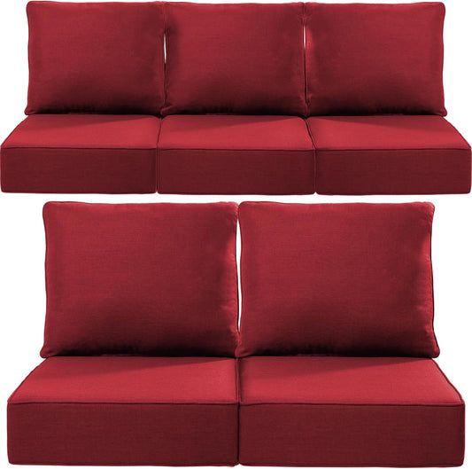 Luxury 6-Inch Outdoor Cushions for Patio Furniture Set - Red