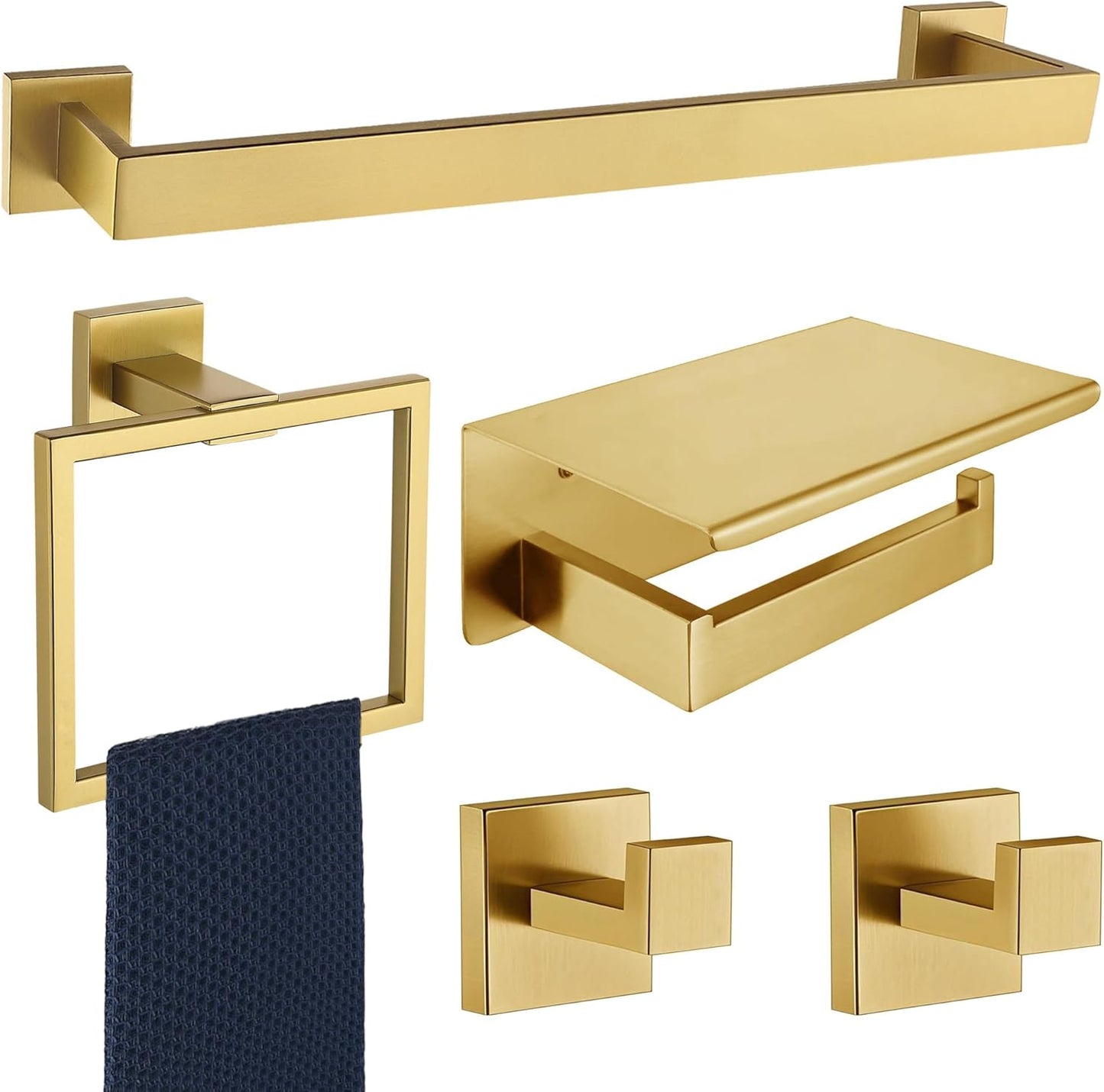 Brushed Gold Bathroom Hardware Accessories Set for Modern Spaces