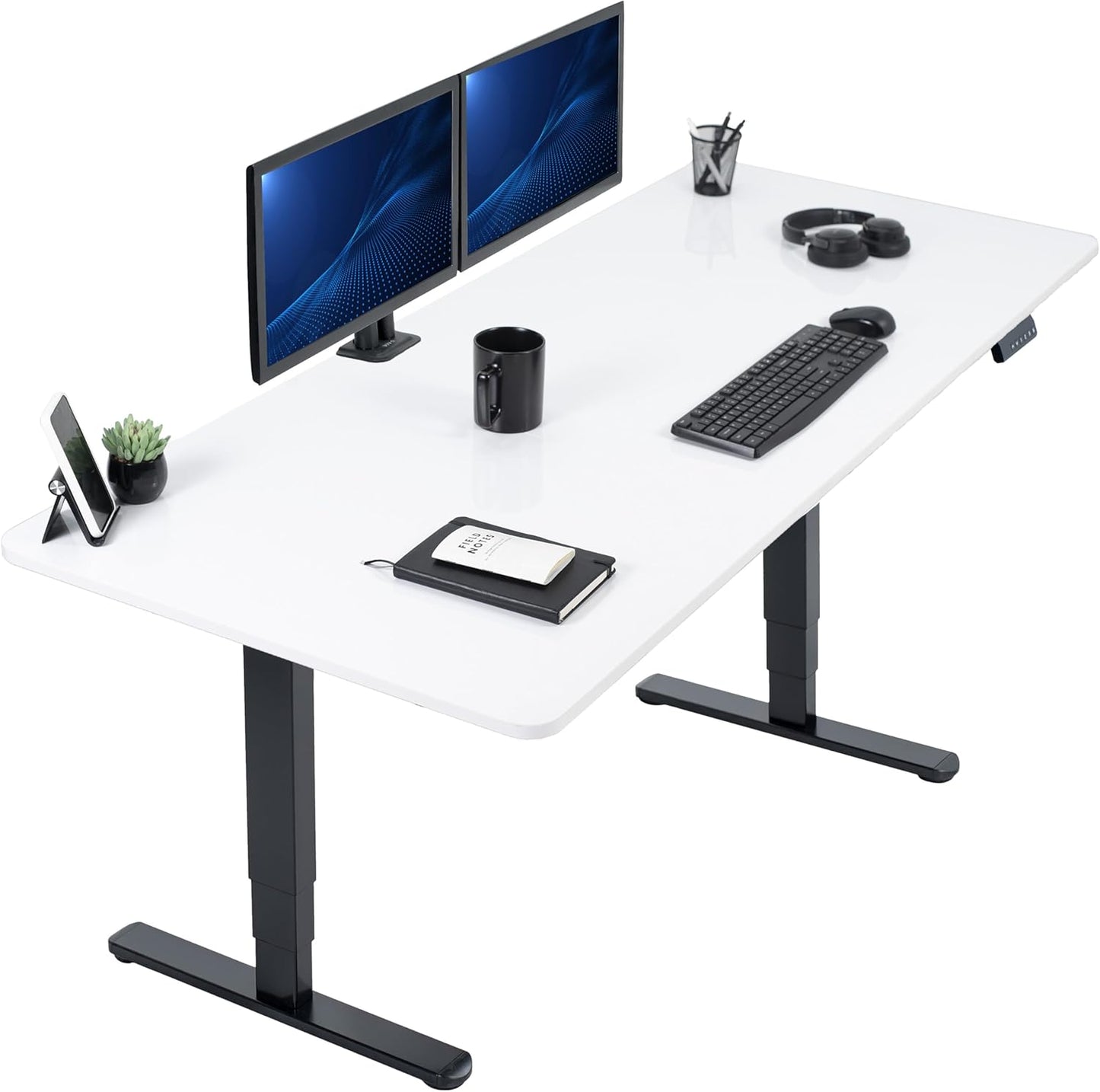 VIVO Electric Dry Erase Sit Stand Desk with Memory Height Adjustment