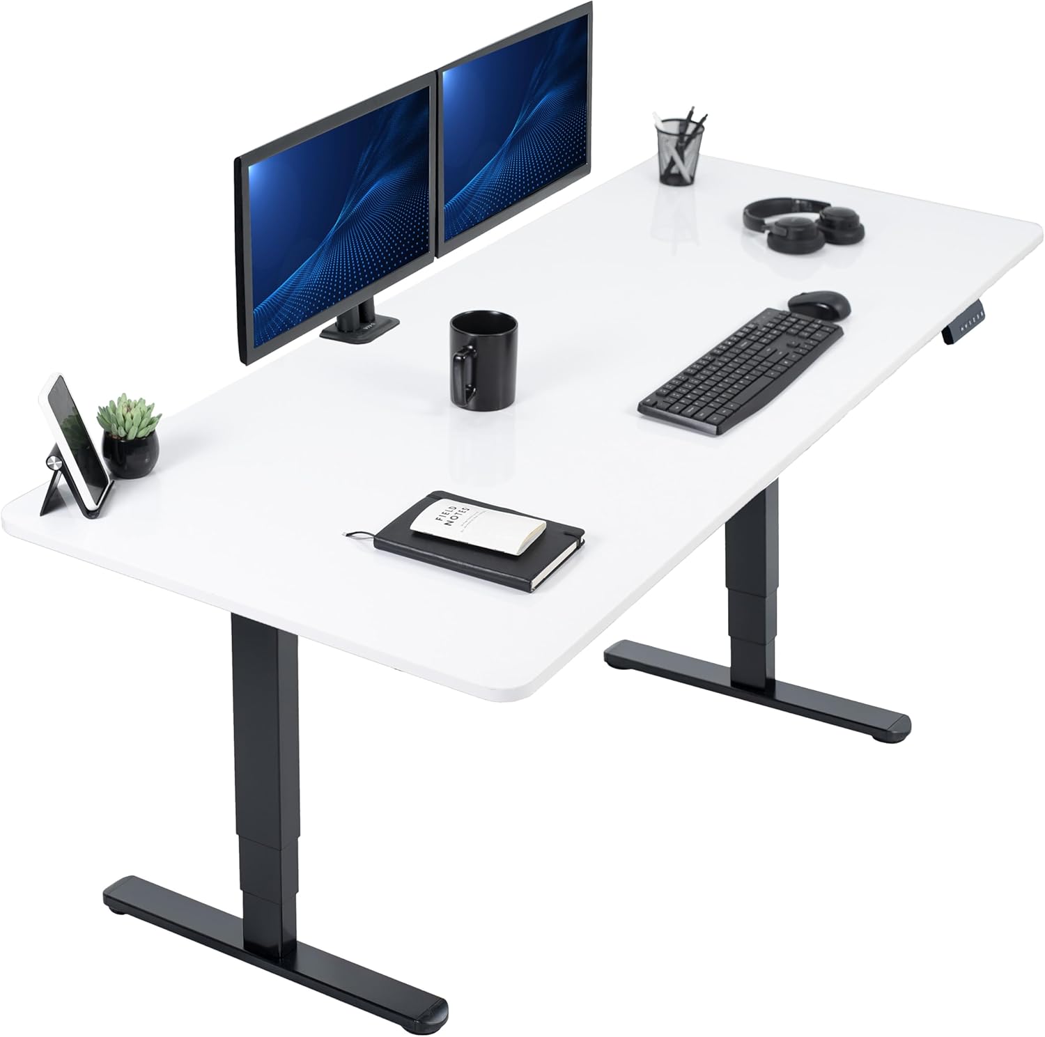 VIVO Electric Dry Erase Sit Stand Desk with Memory Height Adjustment
