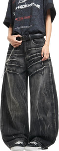 Mens Streetwear Hip Hop Baggy Jeans Wide Leg Skater Denim Pants DFGIGT