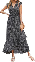 BTFBM Women Summer Dresses 2023 Ruffle Cap Sleeve V Neck