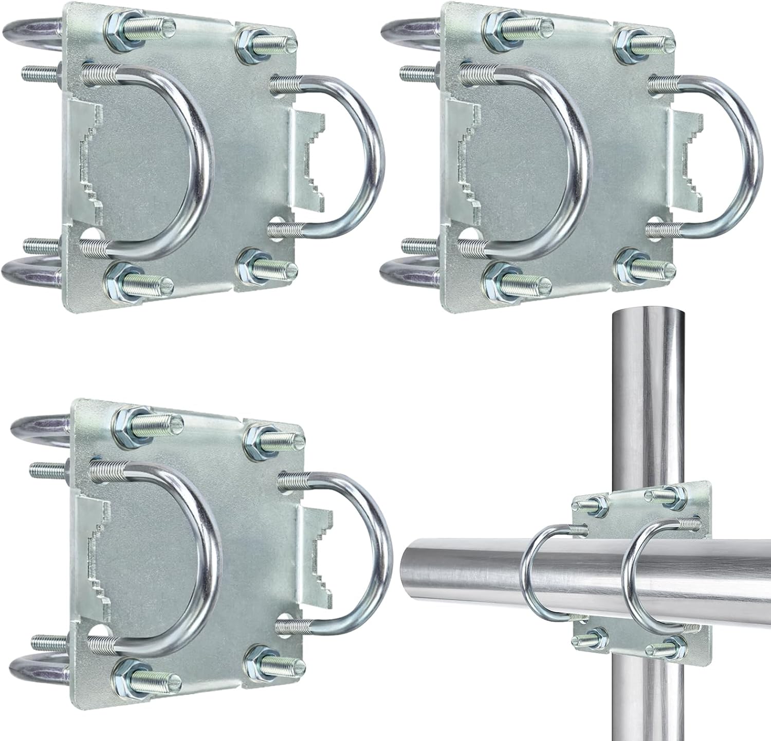 3 Sets Antenna Mast Clamp Bracket Kit for Heavy Duty Mounting