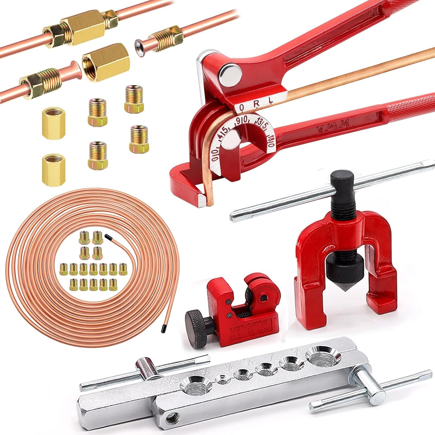 3/16Inch Brake Line Kit with Copper-Plated Brake Lines and Tools
