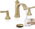 Brass Bathroom Waterfall Faucet 4-16 in Brushed Gold - Elegant