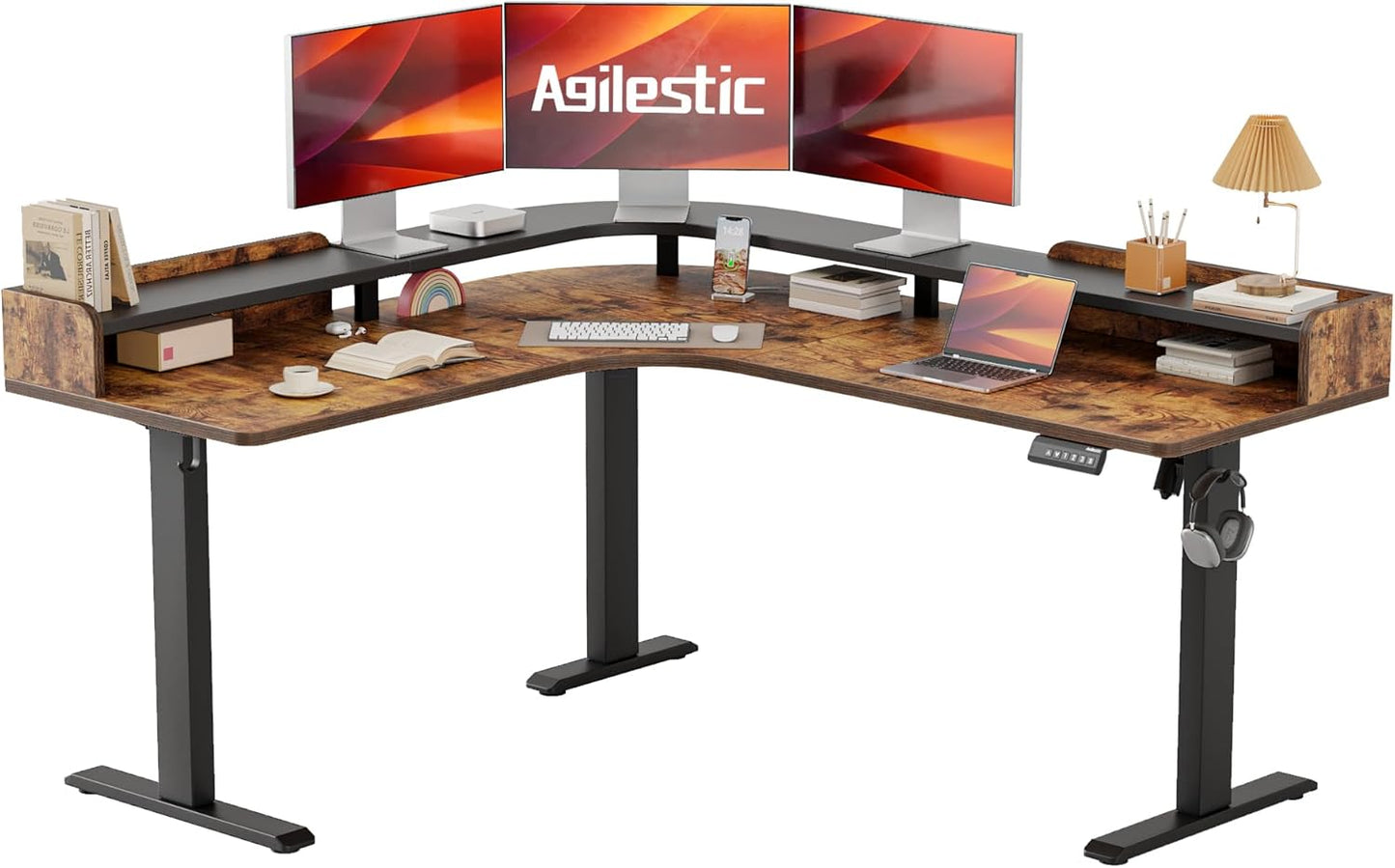 Agilestic L Shaped Standing Desk with Adjustable Height Features