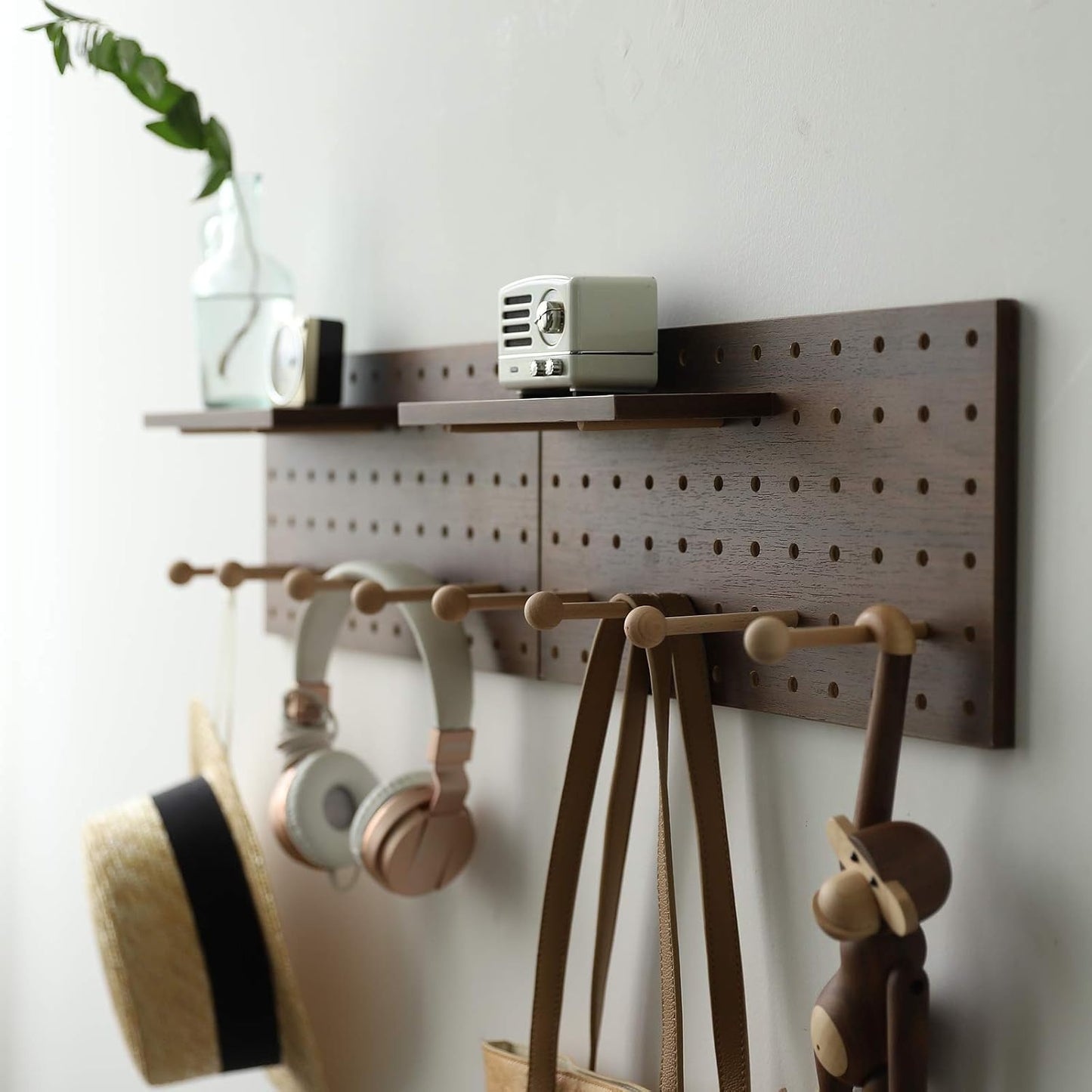 Wooden Pegboard Modular Display Organization Storage Wall Hooks