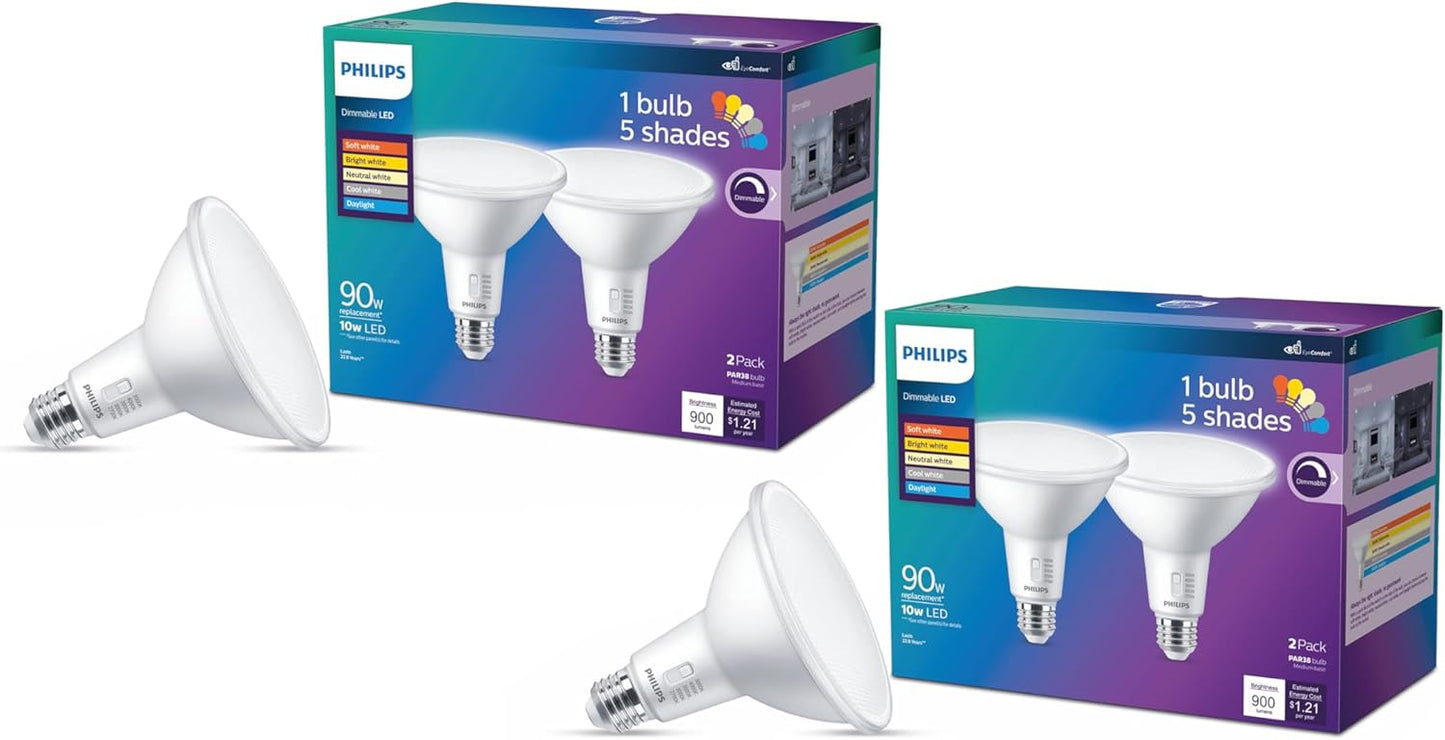 PHILIPS PAR38 Dimmable LED Spotlight Bulbs with EyeComfort Tech
