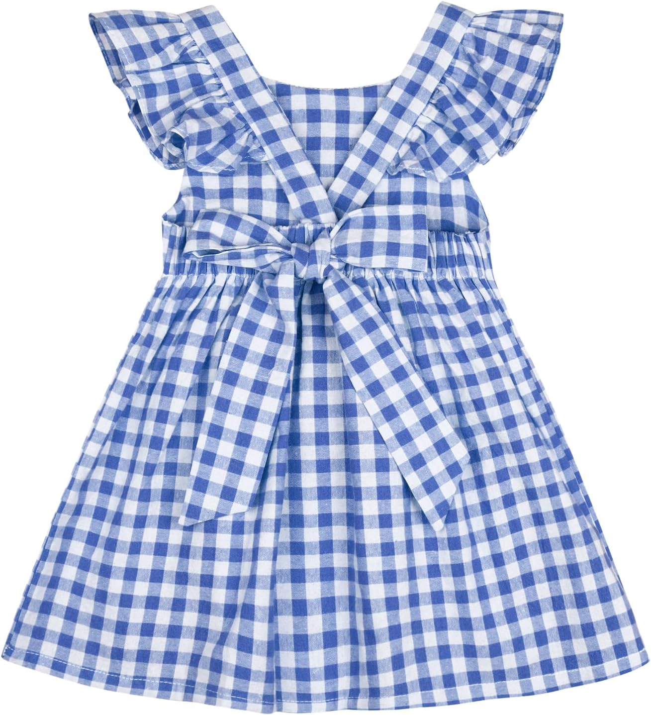 AGQT Baby Girls Plaid Dress with Flutter Sleeves for Summer Fun