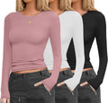 Ekouaer Womens Long Sleeve Thermal Tops 3 Pack - Fitted Base Layers is