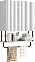 Fluted Bathroom Wall Cabinet with 2 Doors - Farmhouse Storage