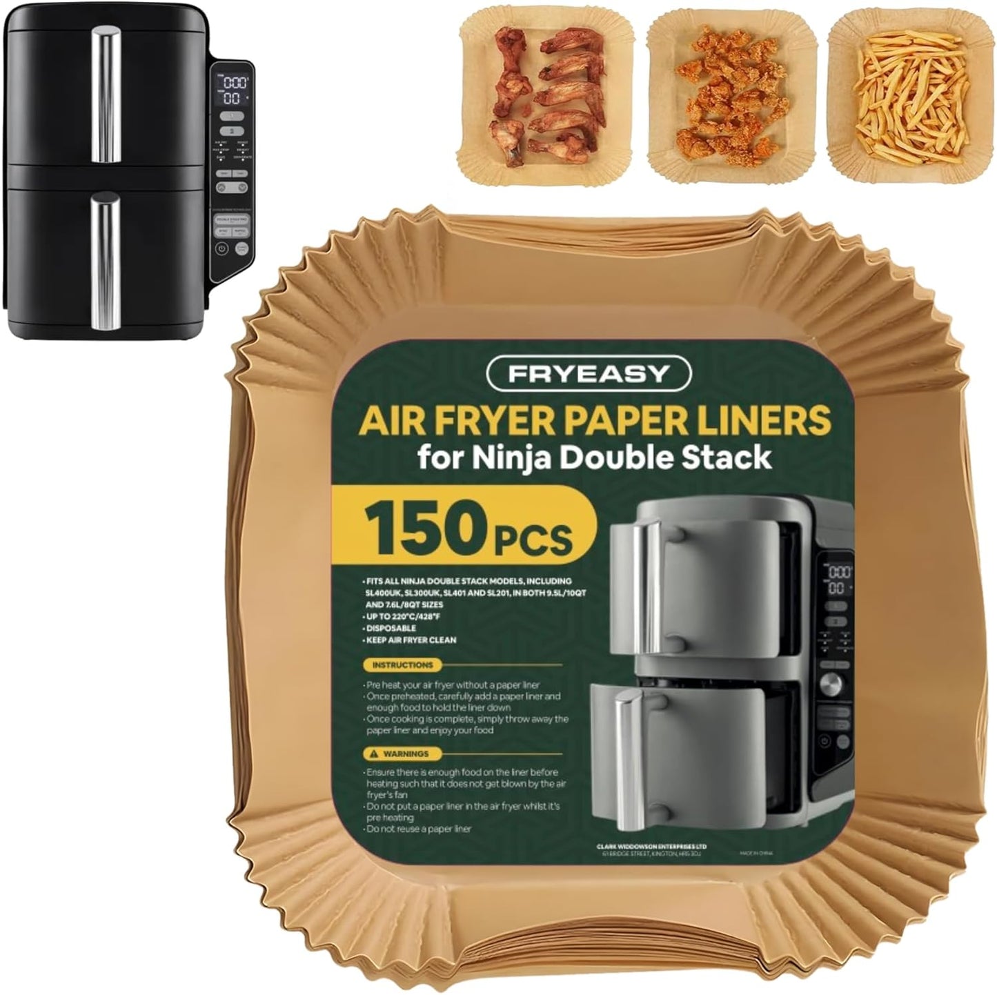 FryEasy Ninja SL401 DoubleStack Liners: 150 Disposable Paper Liners
