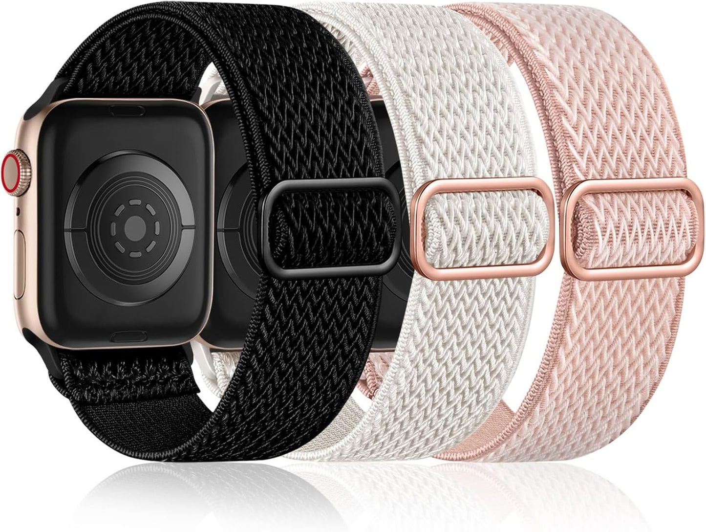 3 Pack Stretchy Solo Loop Apple Watch Bands - Soft Nylon Elastic Straps by Maledan
