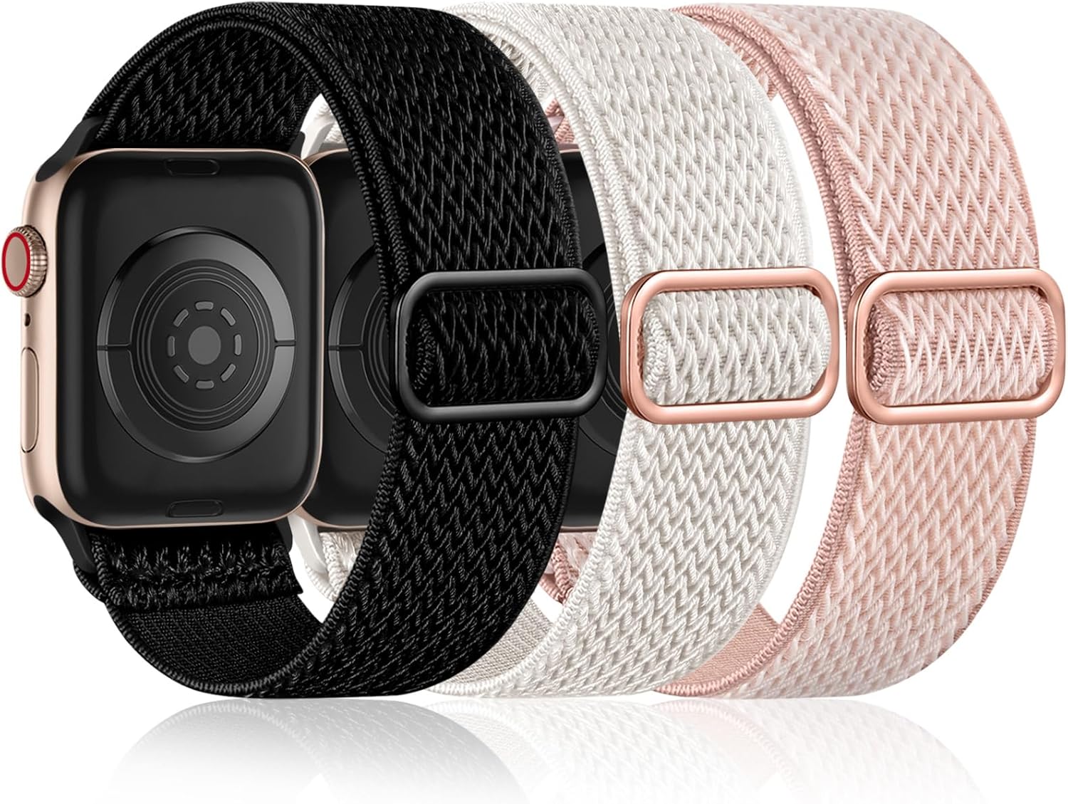 3 Pack Stretchy Solo Loop Apple Watch Bands - Soft Nylon Elastic Straps by Maledan