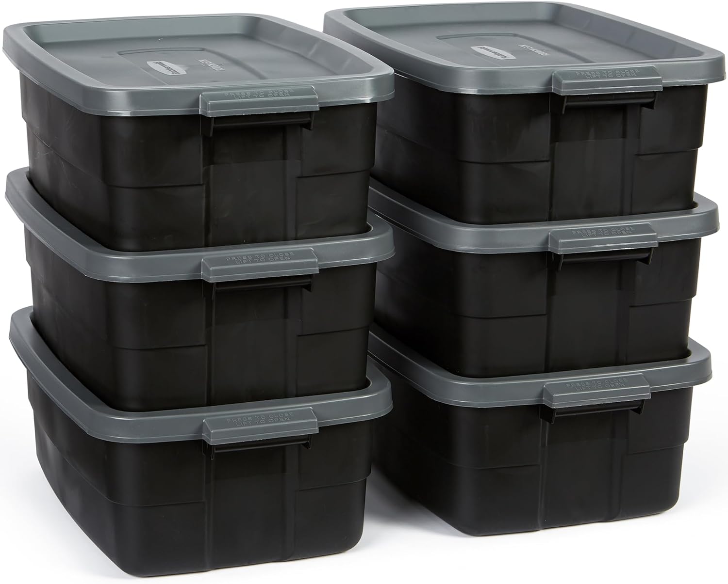 Heavy Duty Plastic Storage Bins with Lids - 6 Pack Totes