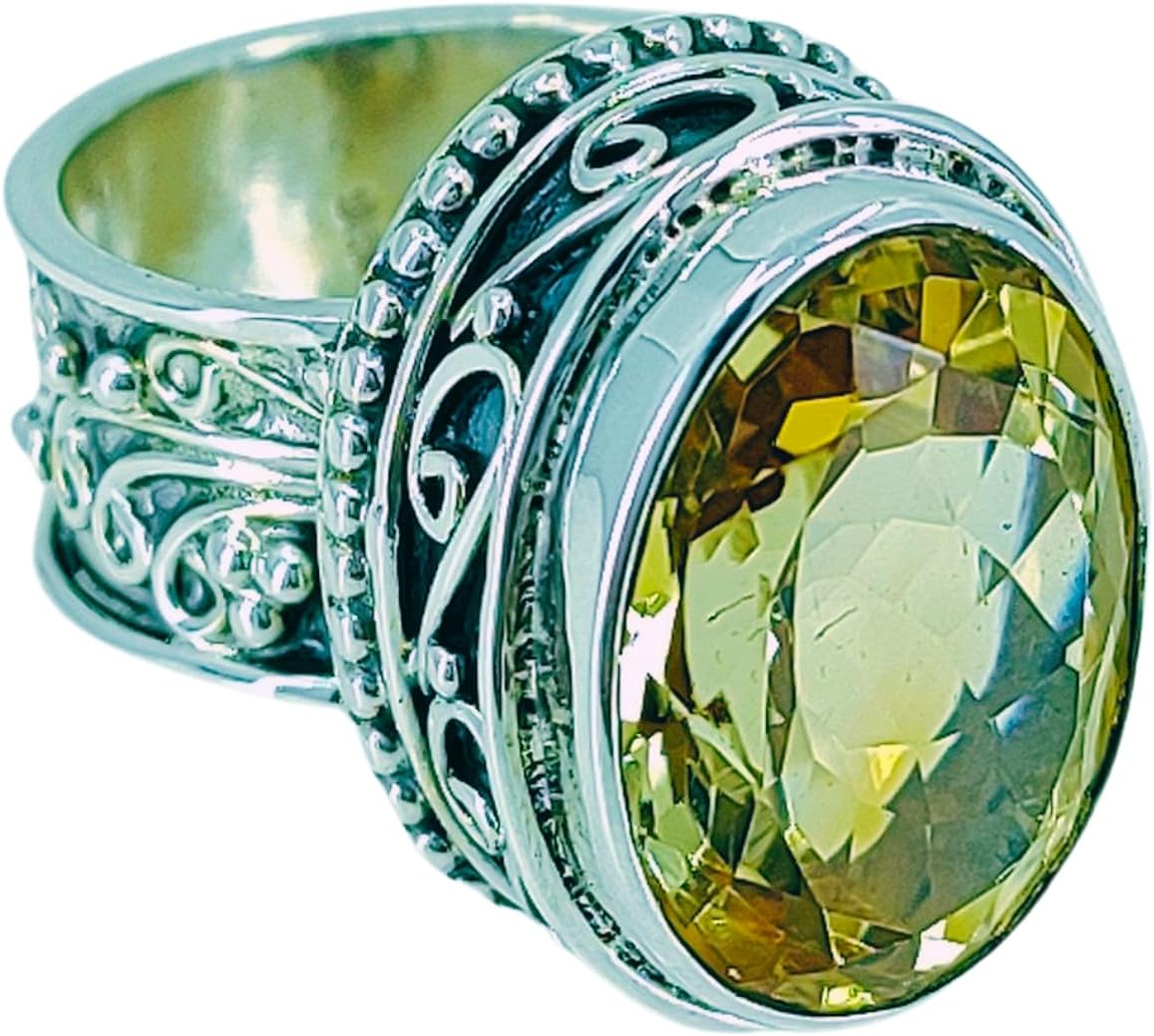 Citrine Ring in 925 Sterling Silver for Elegant Boho Style