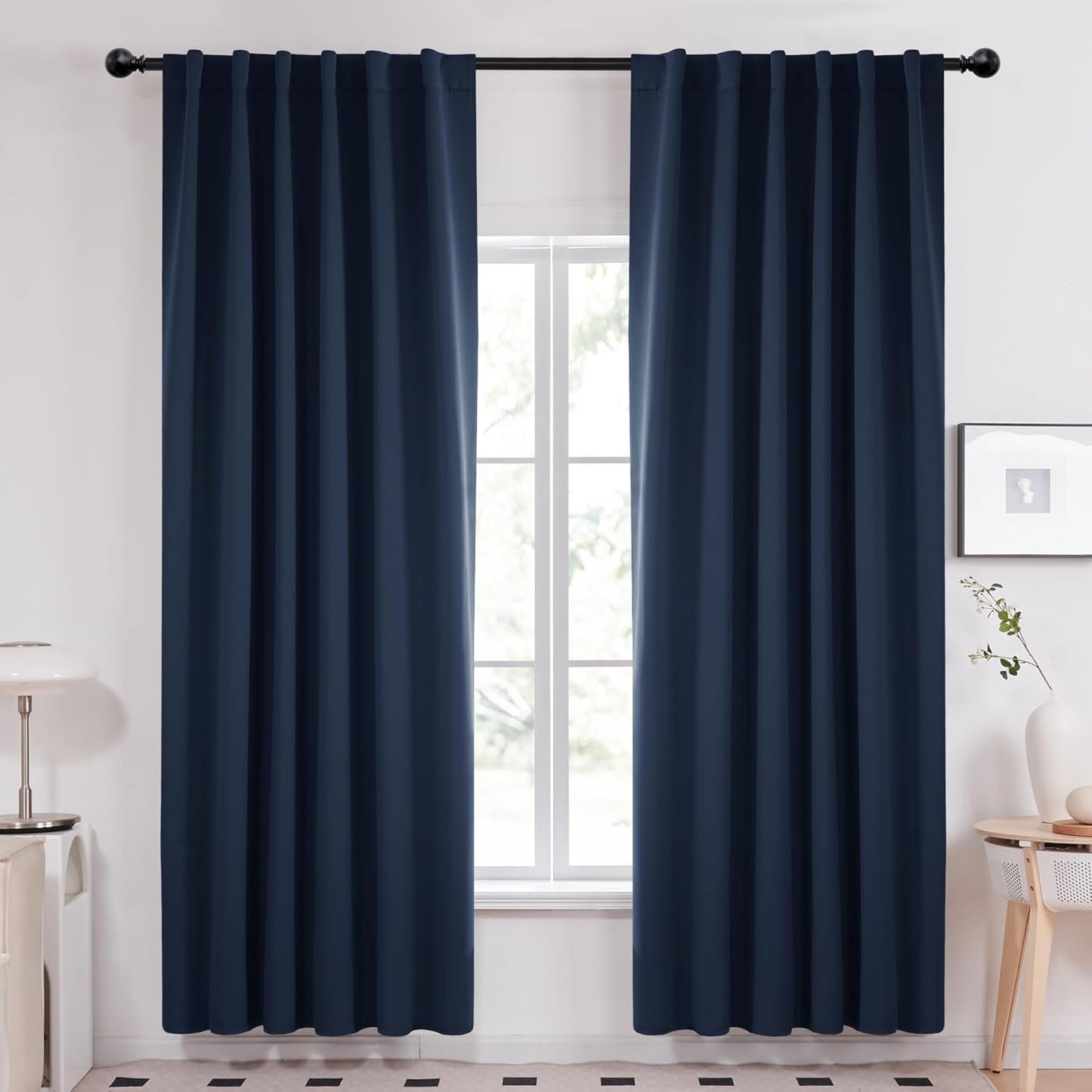 Deconovo Solid Back Tab Blackout Curtains for Bedroom 52Wx95L