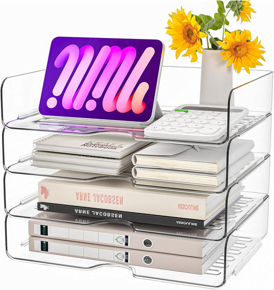 Clear Acrylic Desk File Organizer Set - Declutter Your Workspace!