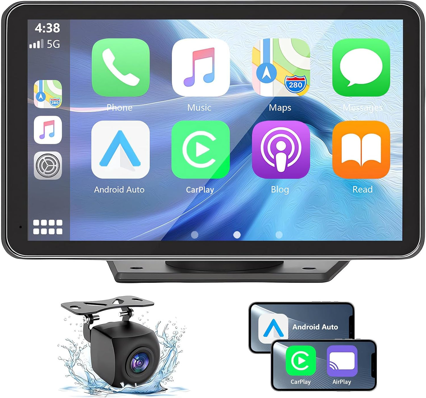 Wireless Car Stereo with CarPlay/Android Auto & Backup Camera