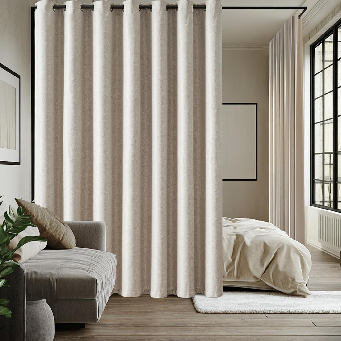 jinchan Linen Textured Blackout Curtain for Patio Doors 96 in