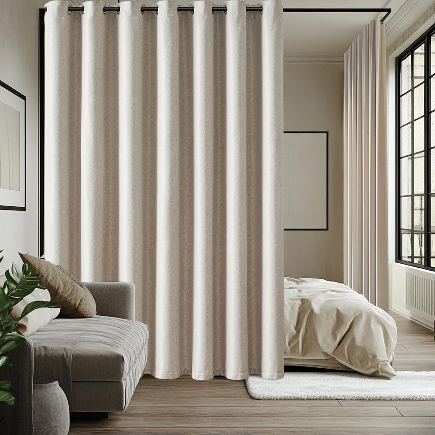 jinchan Linen Textured Blackout Curtain for Patio Doors 96 in