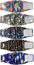 Reusable Belly Bands for Male Dogs XXL - 5 Pack Cute Patterns
