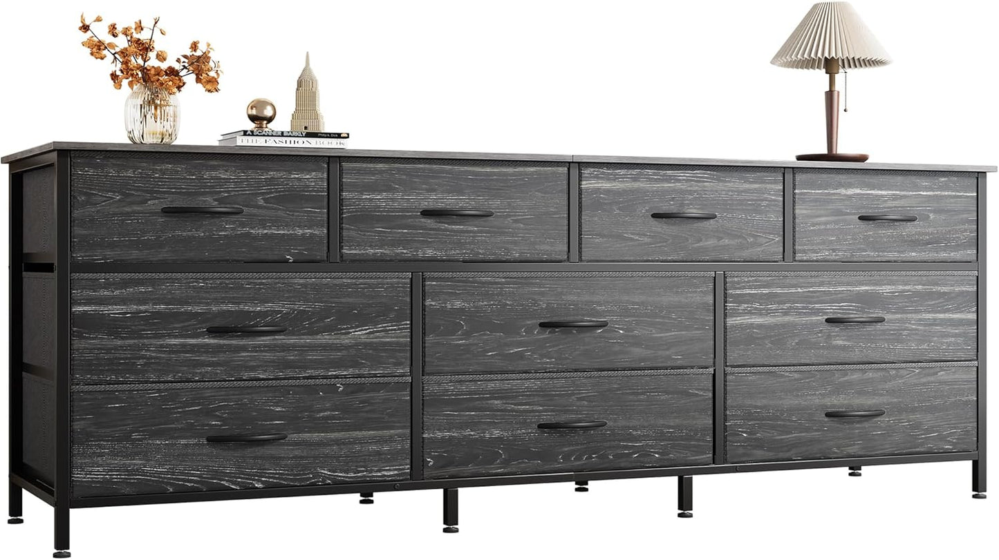 63 Inch Dresser with 10 Fabric Drawers for Bedroom Storage