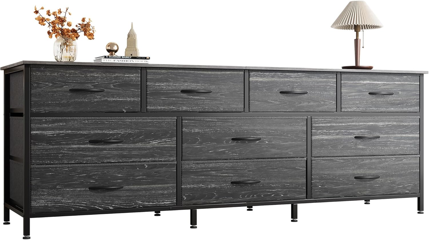 63 Inch Dresser with 10 Fabric Drawers for Bedroom Storage