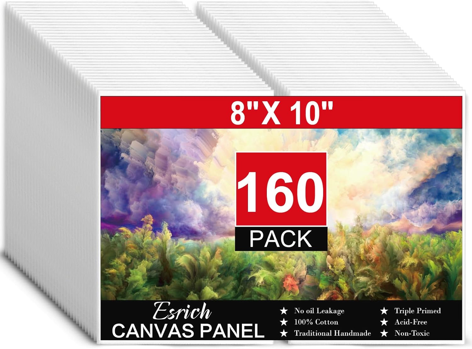 ESRICH 8x10 Canvas Boards for Painting - 160 Pack Value Set